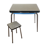 Extensible formica table with matching stool
