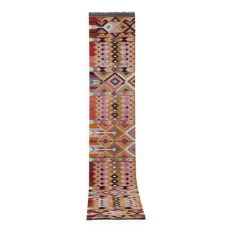 Vintage Turkish Oushak Handwoven Rug 82x443 cm