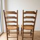 Set of 6 antique cherry wood chairs in ladder style.