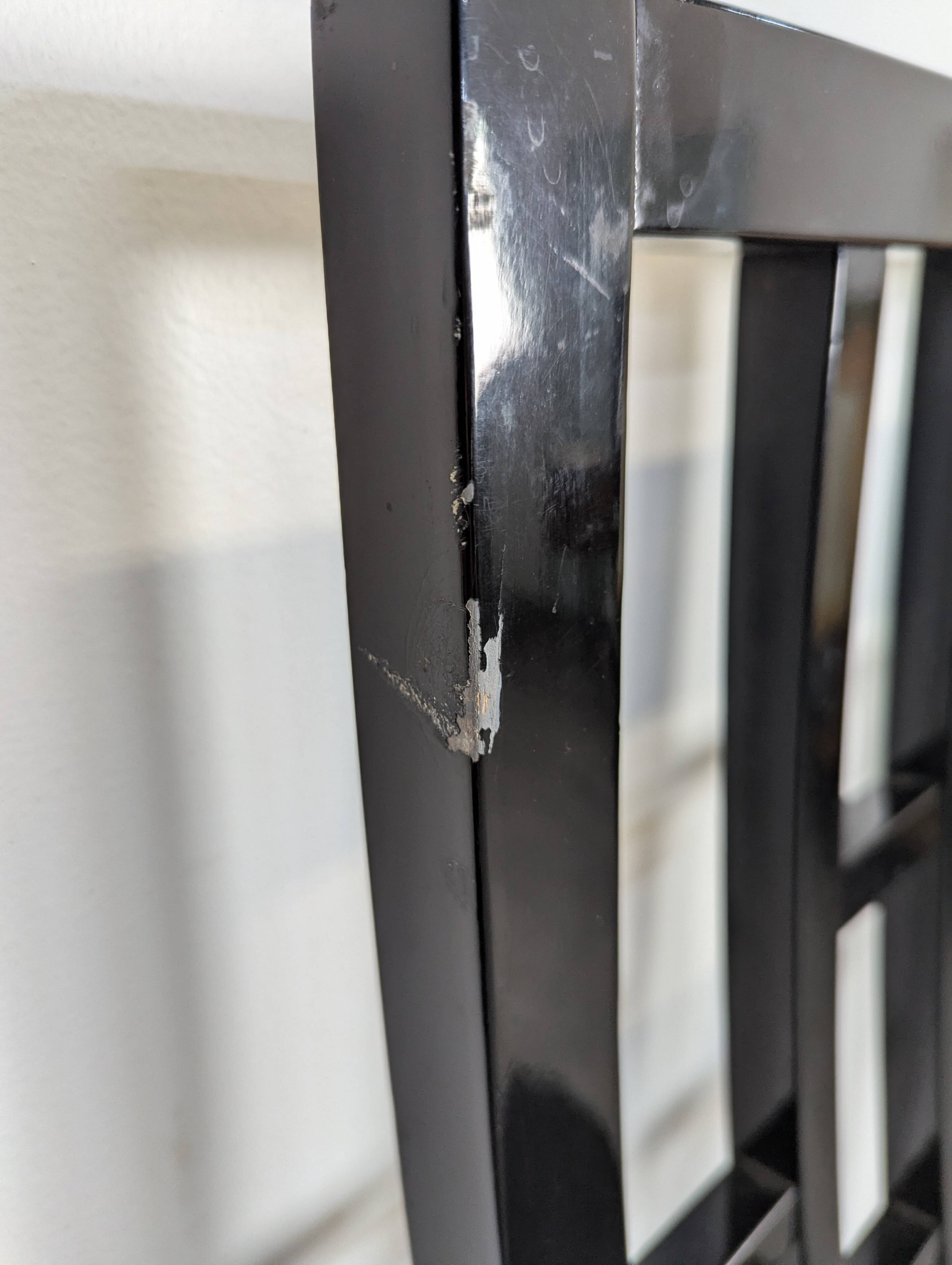Set of 6 black lacquered Japonese-style chairs.
