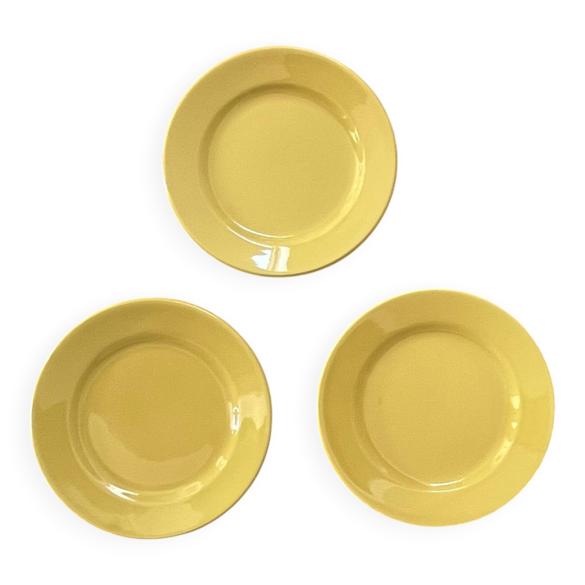 3 vintage yellow dessert plates