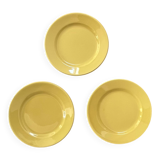 3 vintage yellow dessert plates