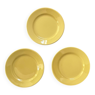 3 vintage yellow dessert plates