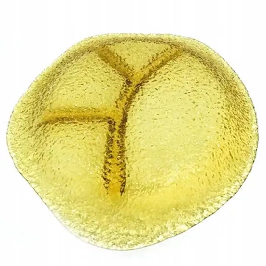 Modernist appetiser platter, yellow glass, designed by J. S. Drost, Poland, 1970s