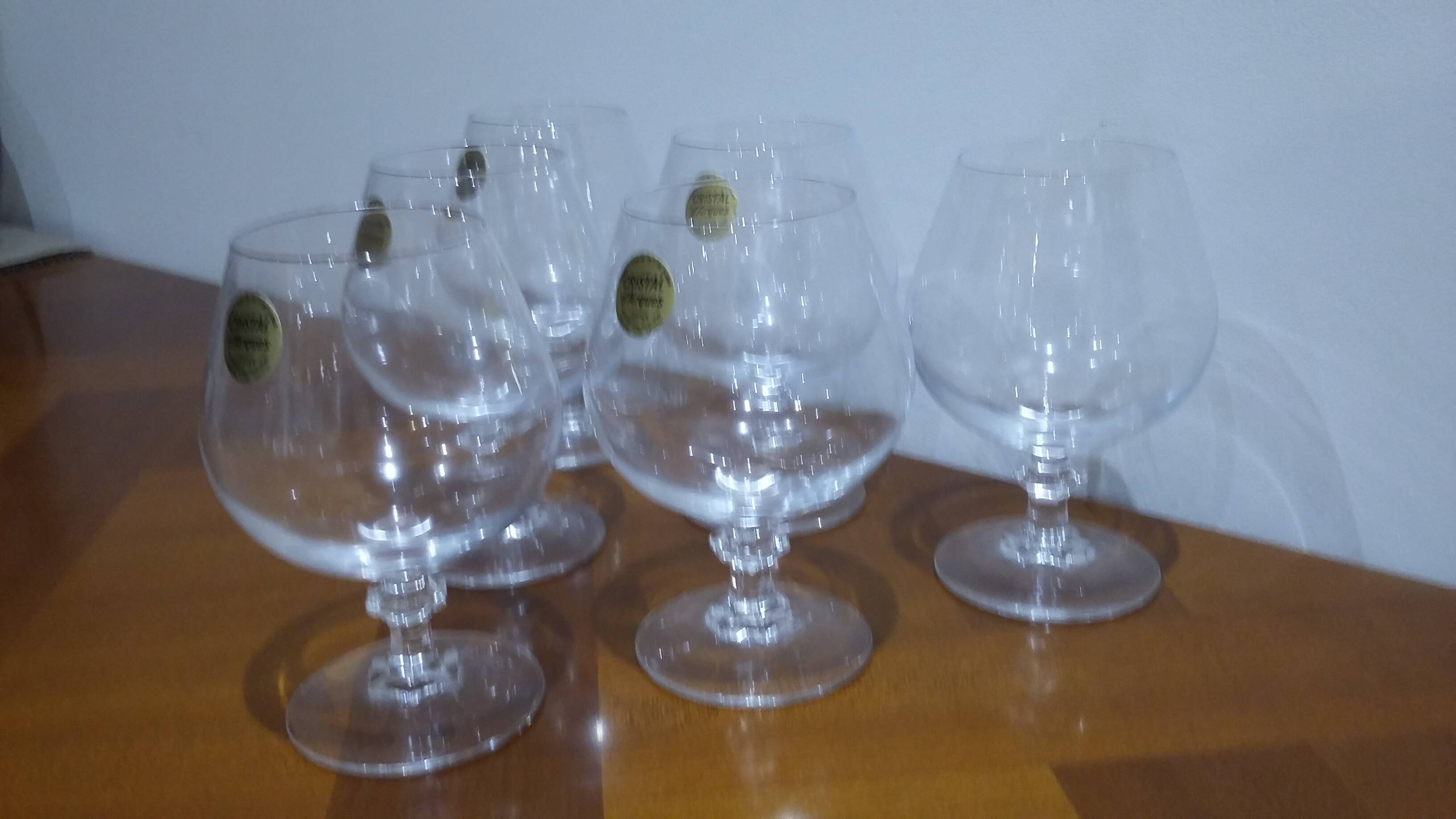 Very Pretty Set of 6 Arques Crystal Cognac and Brandy Glasses
