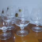 Very Pretty Set of 6 Arques Crystal Cognac and Brandy Glasses