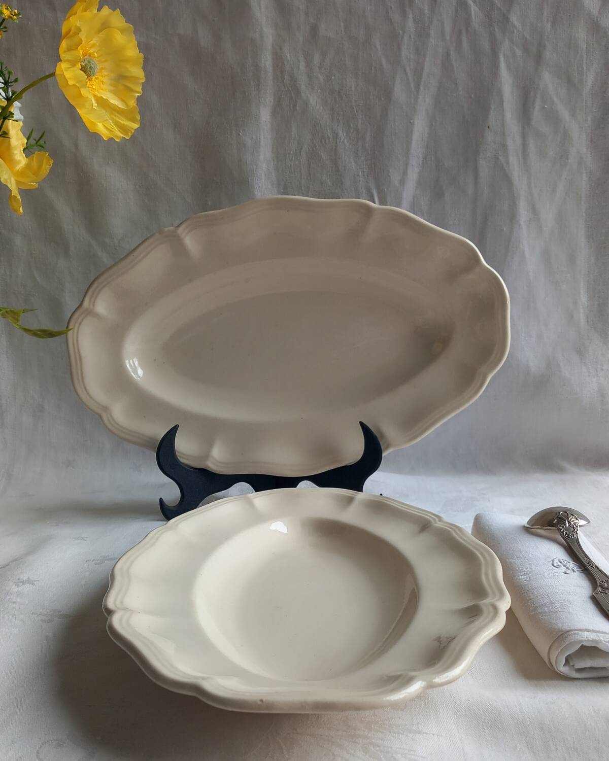 Sarreguemines ivory raviers