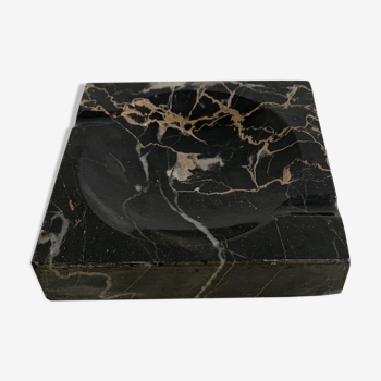 Vintage black marble squared veined ashtray