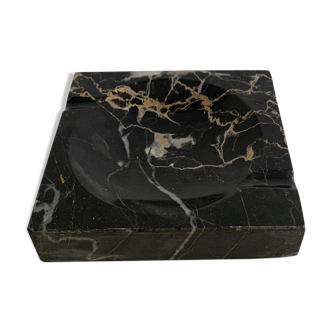 Cendrier carré marbre vintage noir veiné