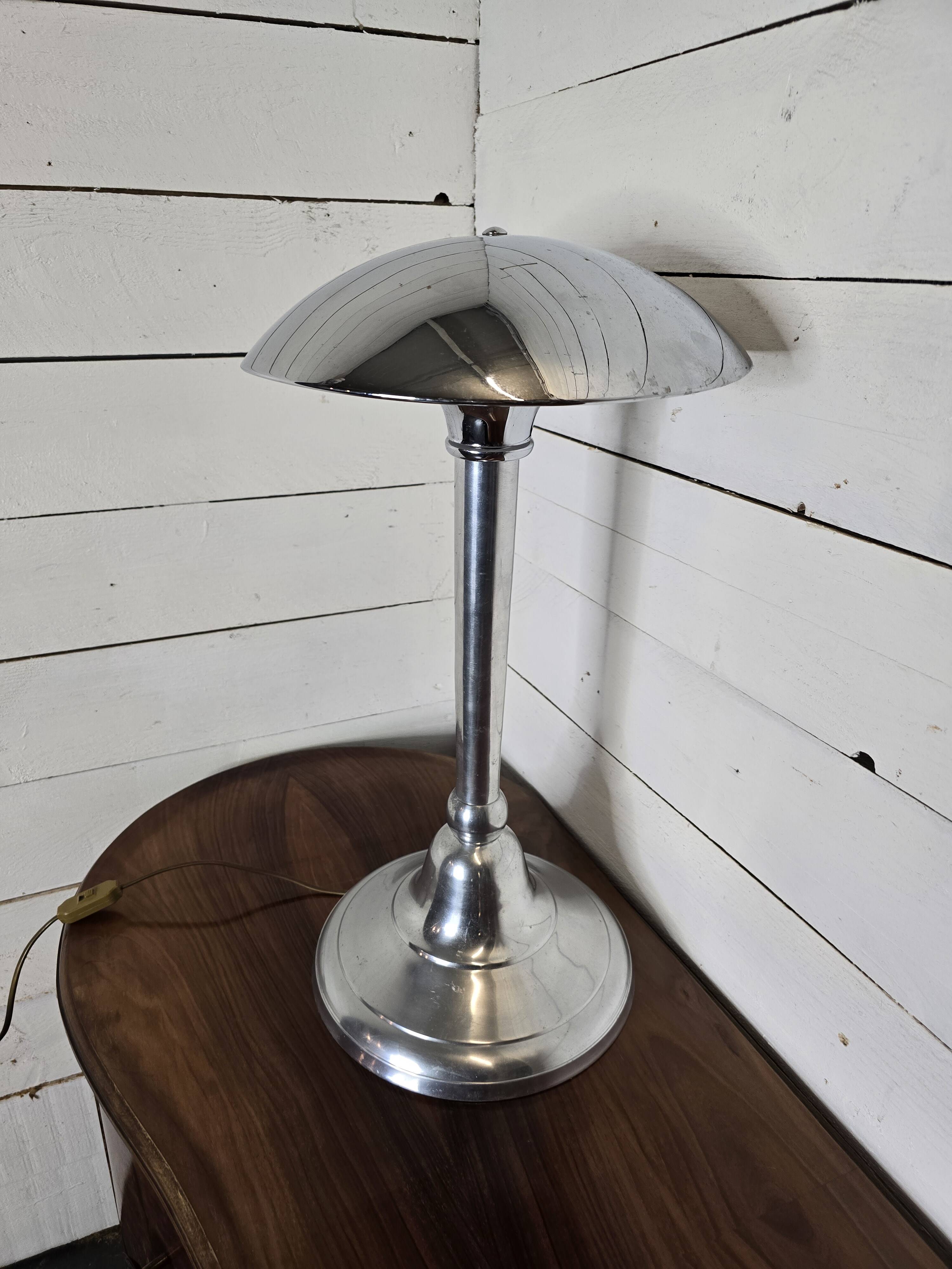 Chromed metal mushroom lamp from the 70s, 58 cm H
