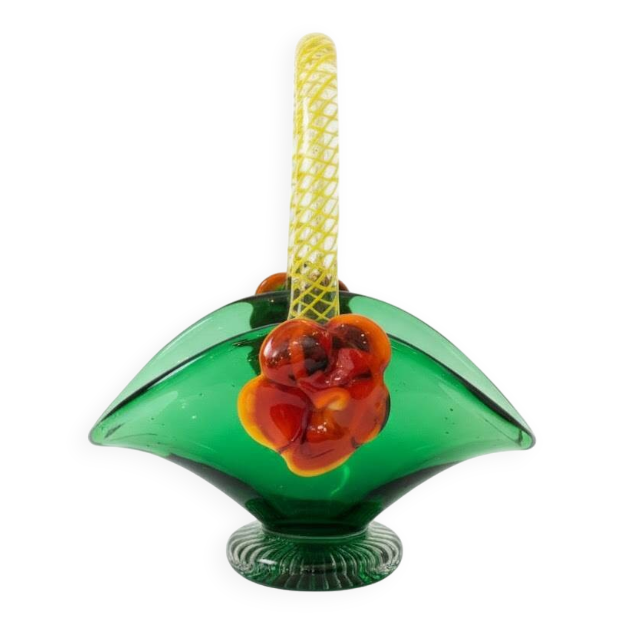 Green Murano glass basket/trinket dish