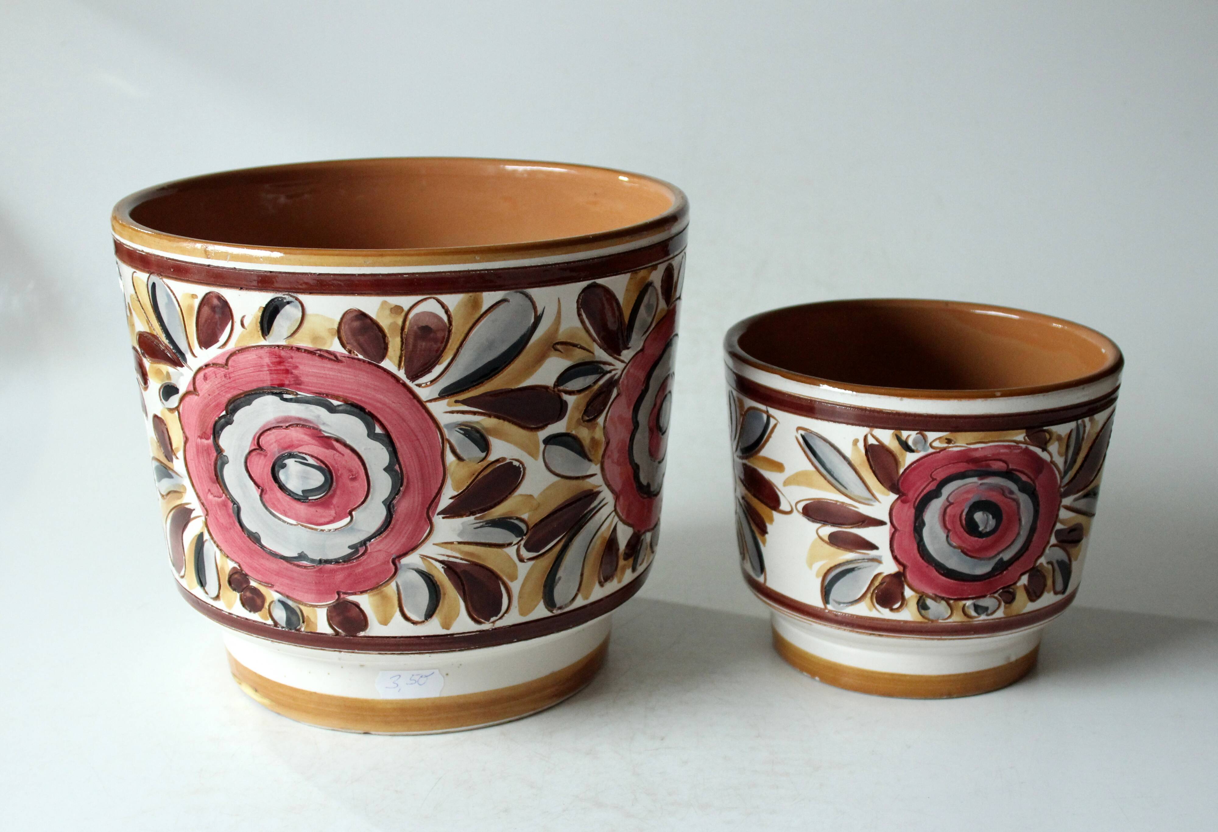 1960s - set of 2 ceramic planter, made in Italy, vintage