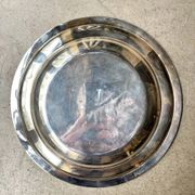 Round silver-plated metal plate