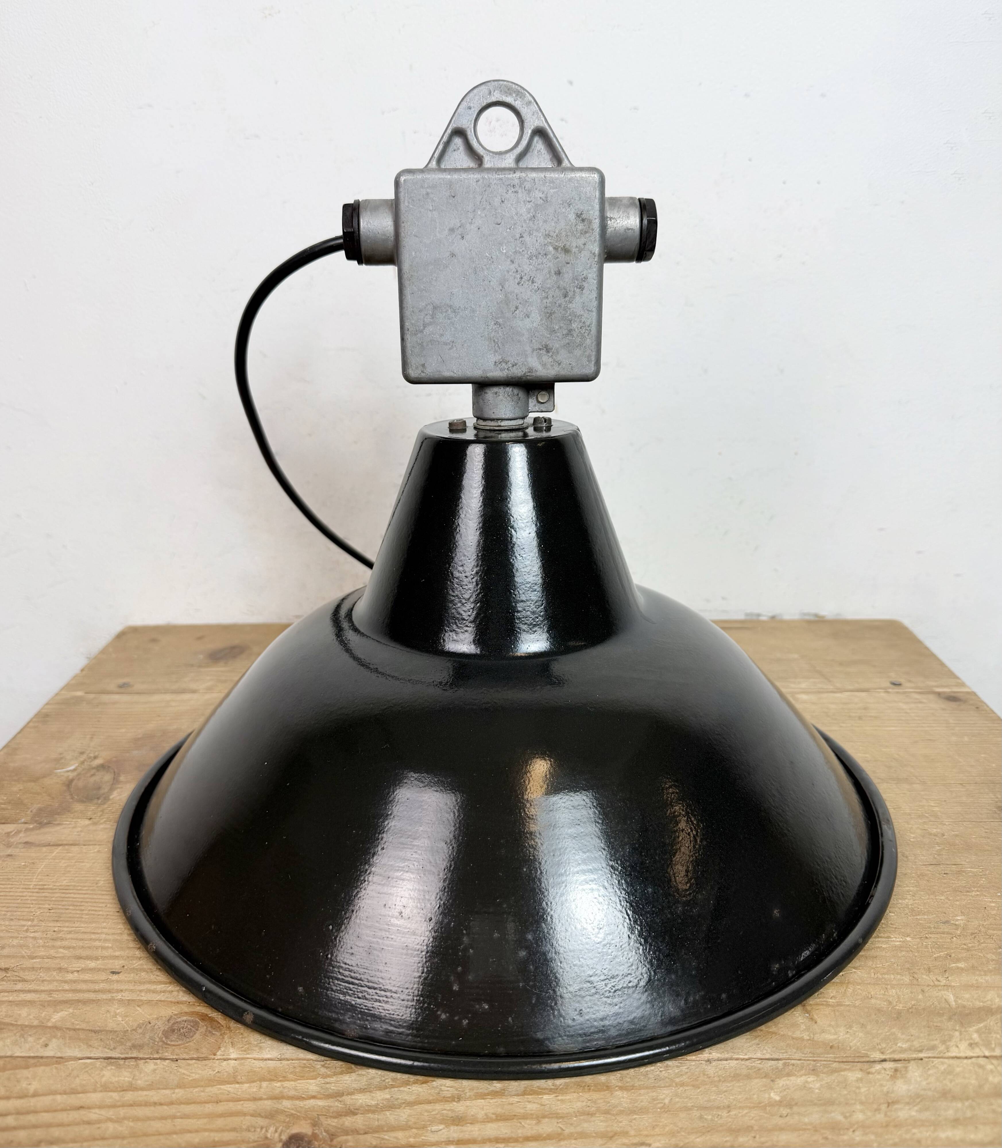 Industrial Black Enamel Pendant Lamp from Elektrosvit, 1960s