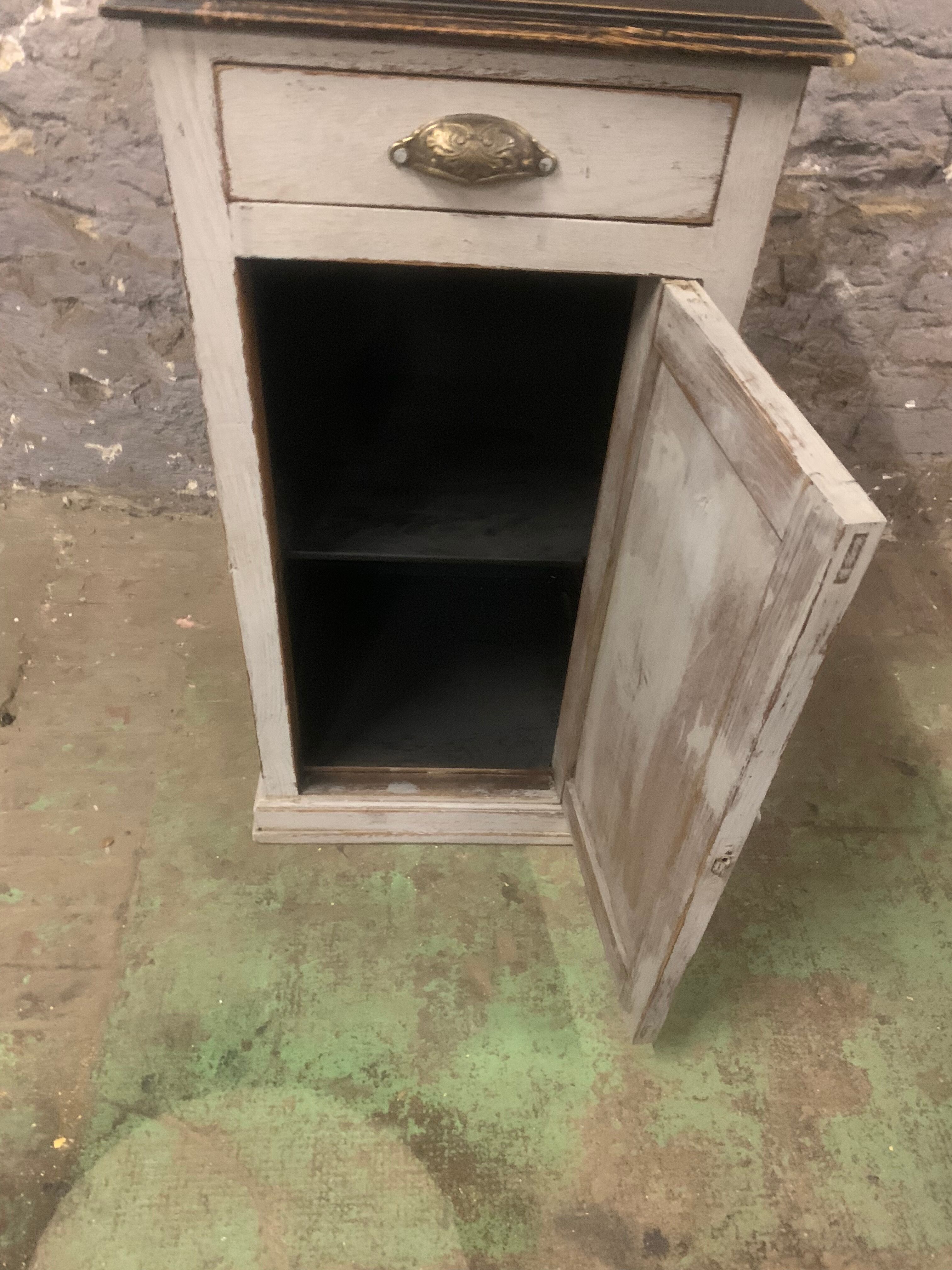 Old bedside painted oak 1920