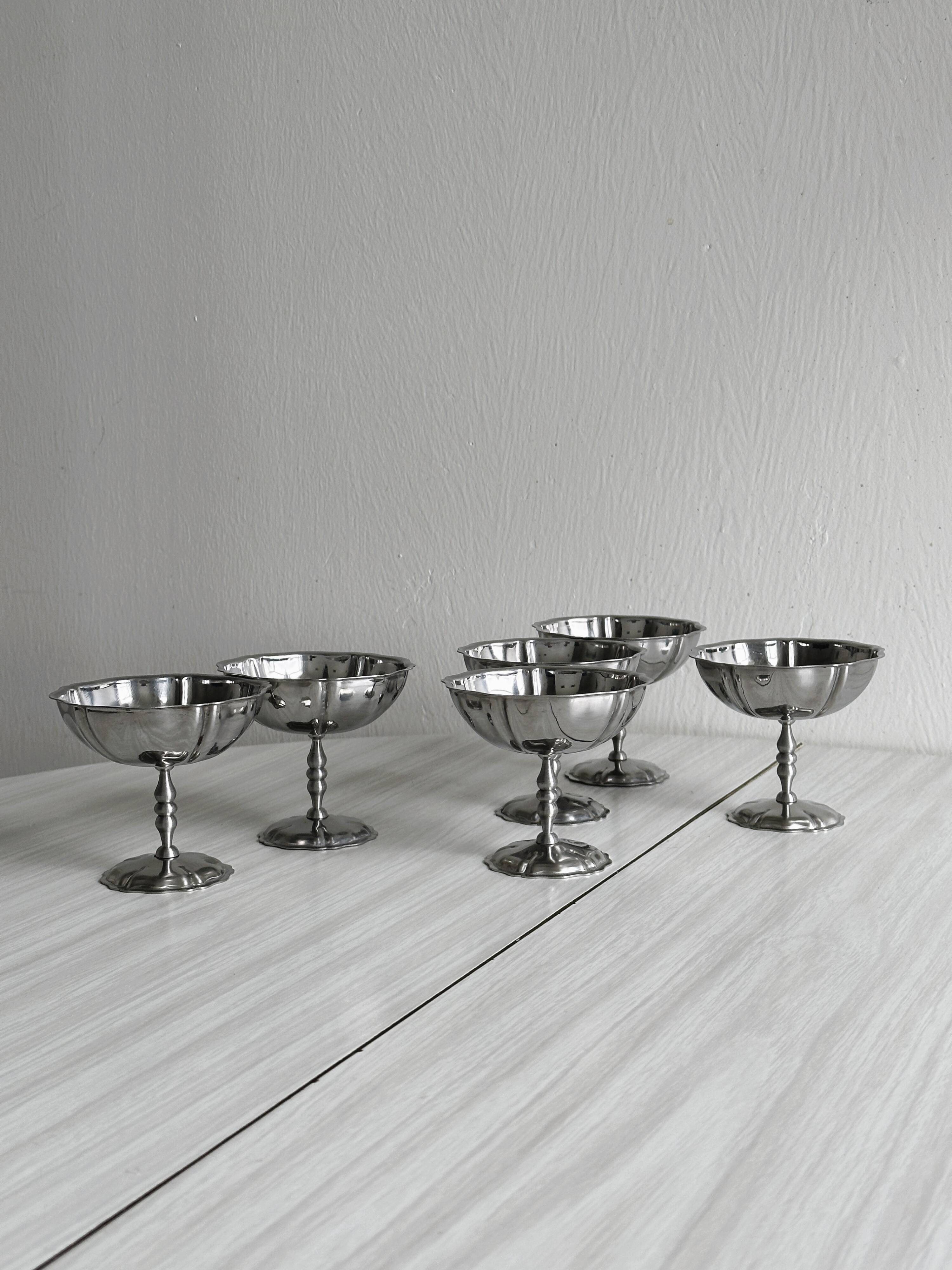 6 stainless steel footed bowls, Letang Remy style