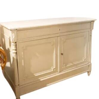 Buffet / chest of drawers patinated oak 19th marble top