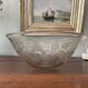 Antique bowl or salad bowl in engraved crystal, floral motif, signed "Delvaux P"