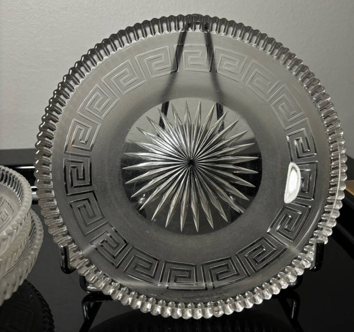 4 Baccarat plates in Greek key pattern 19th century