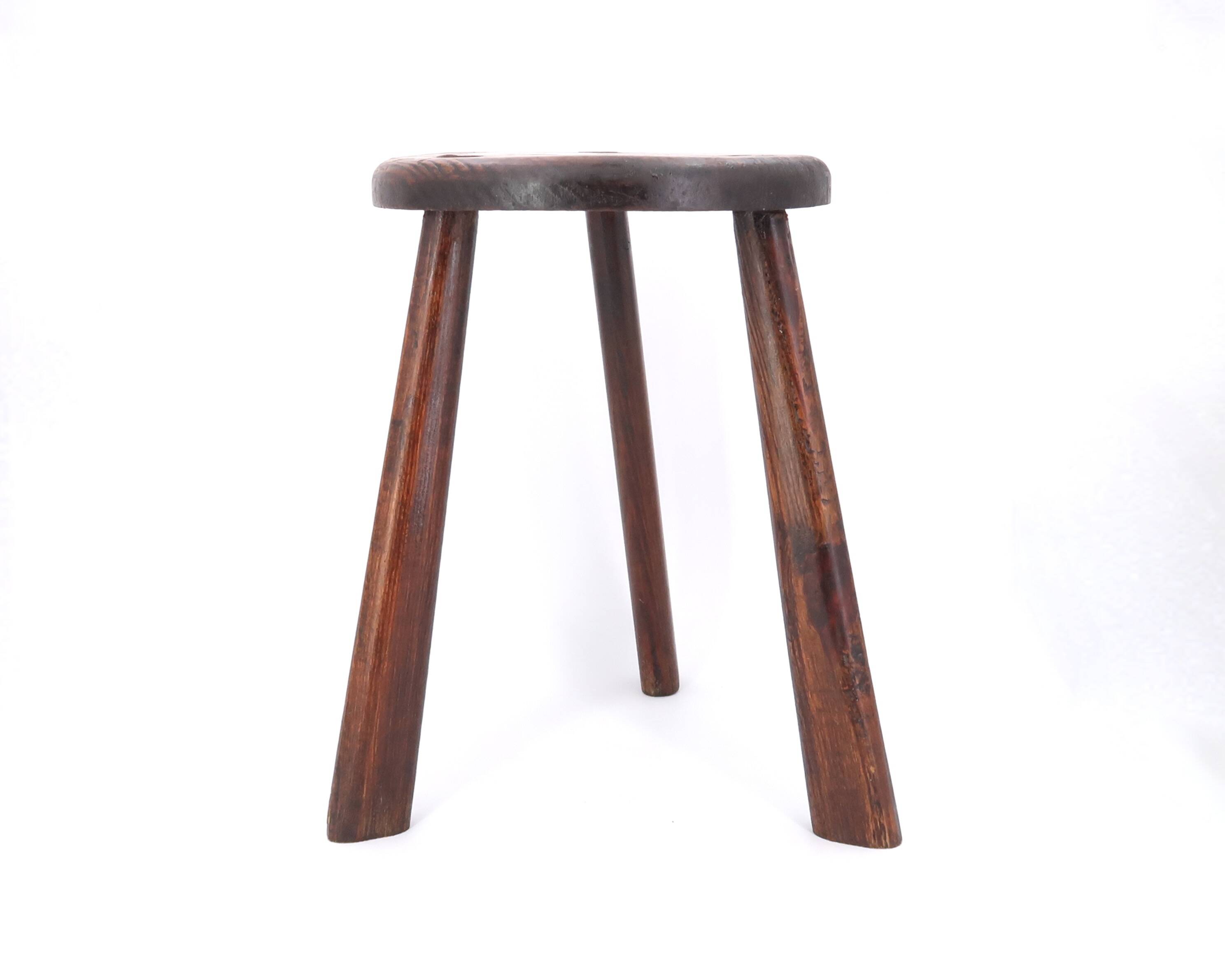 Wooden tripod stool, saber legs, popular art from the 50s