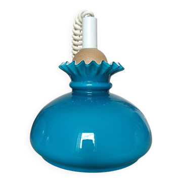 Vintage turquoise and white glass pendant – 60s/70s