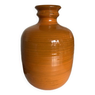 XXXL vase of orange ceramic Italian design 1970