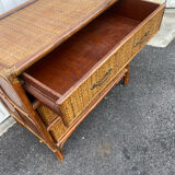 Rattan chest of drawers seventies