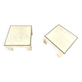 Paire de tables basses en travertin et laiton, années 1970
