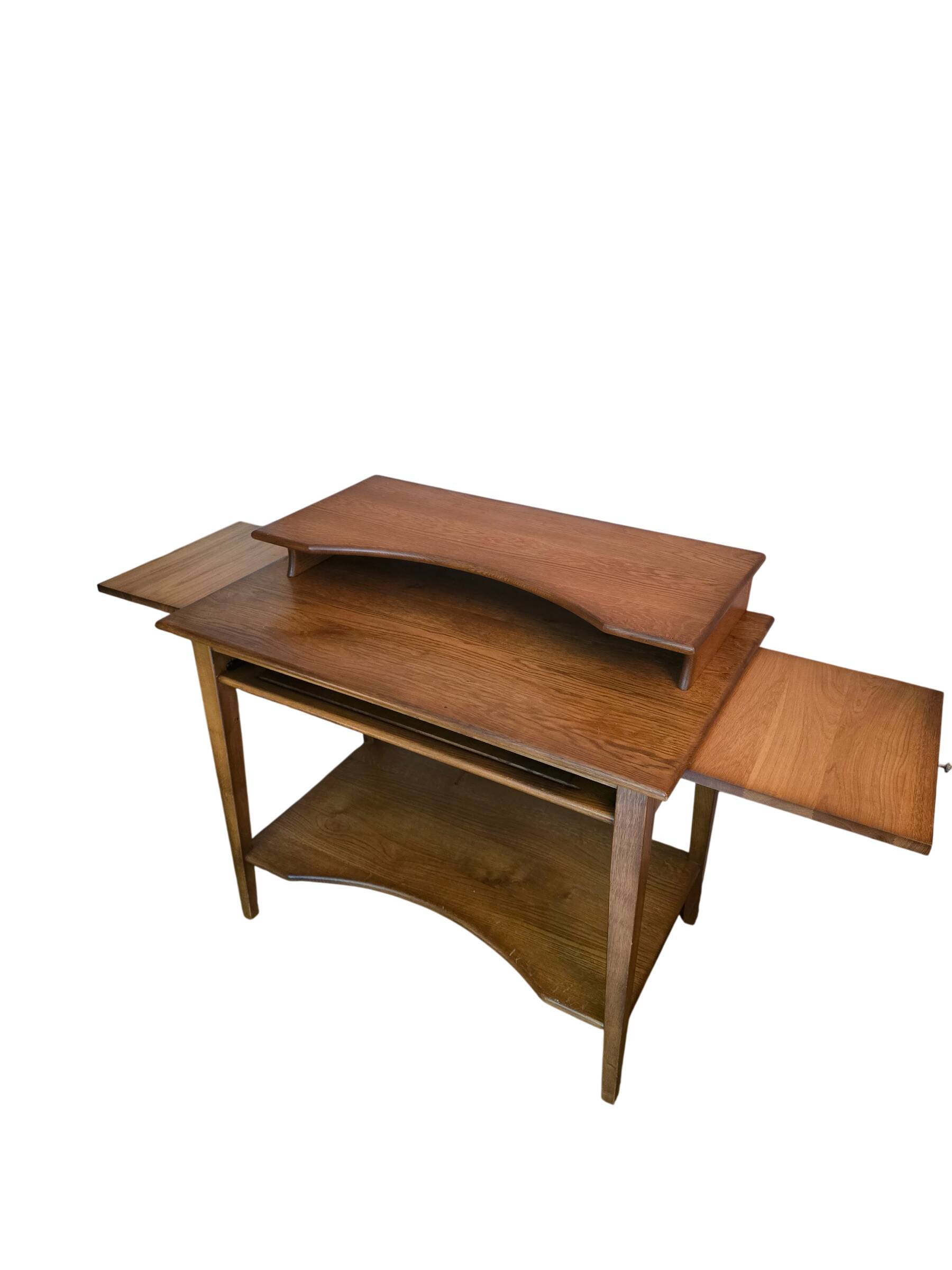 Vintage oak desk with raised top, 1970s.