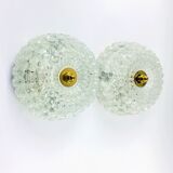 Paire d’appliques murales en verre du milieu du siècle ou de supports encastrés par Helena Tynell pour le Limbourg, Allemagne, années 1960