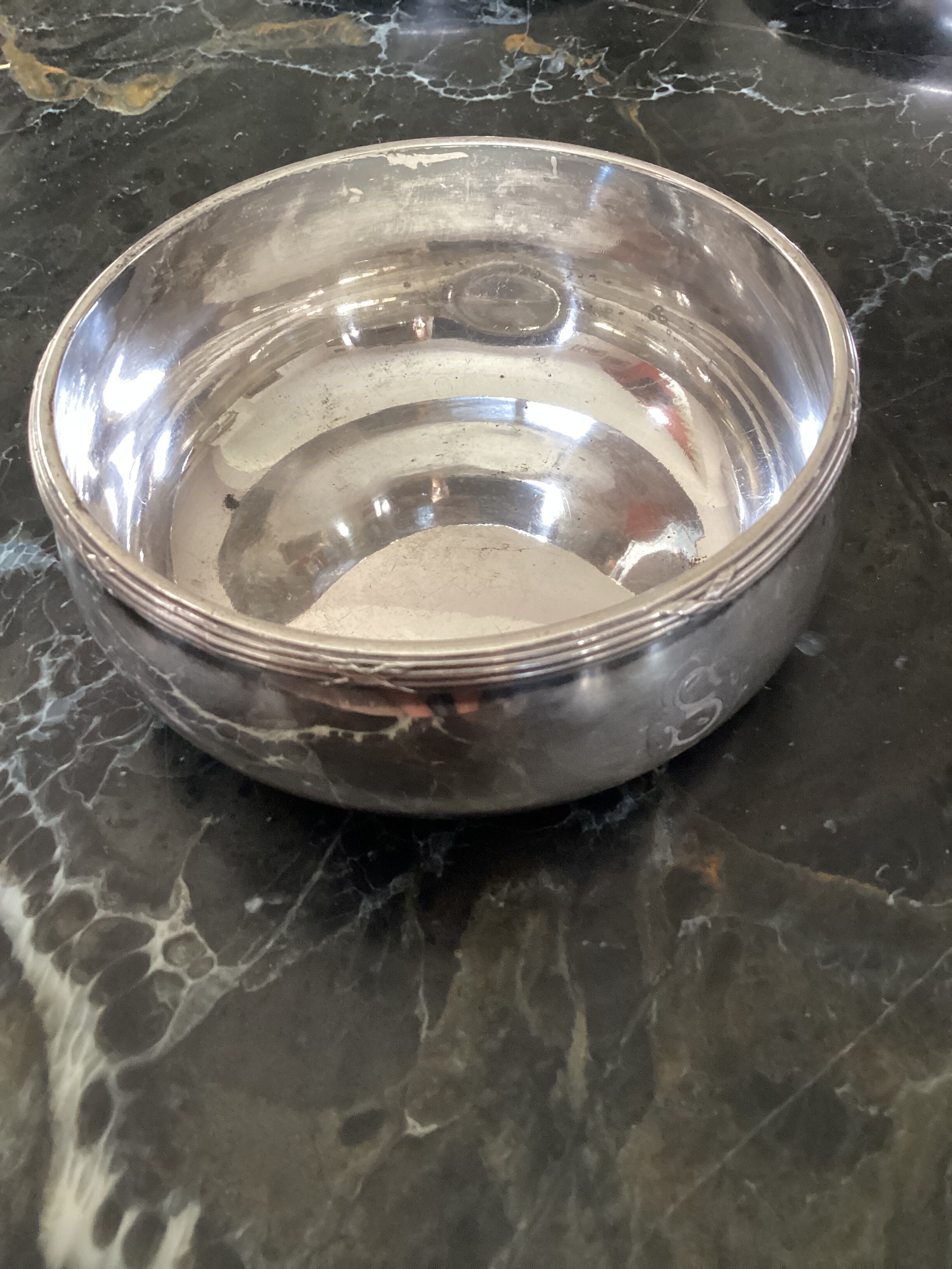 Old white silver metal cup Christofle numbered dimension