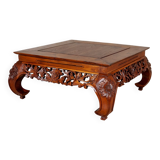 Vintage Richly Decorated Oak Coffee Table, 1950s