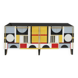 Mid Modern Italian Cabinet with Original 1950s Structure, Murano Glass and Brass