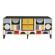 Mid Modern Italian Cabinet with Original 1950s Structure, Murano Glass and Brass