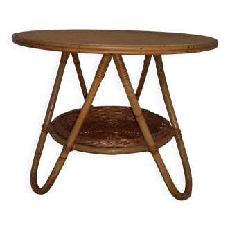 Iconic Tripod Coffee Table – Audoux-Minet – Bamboo & Rush – 1960
