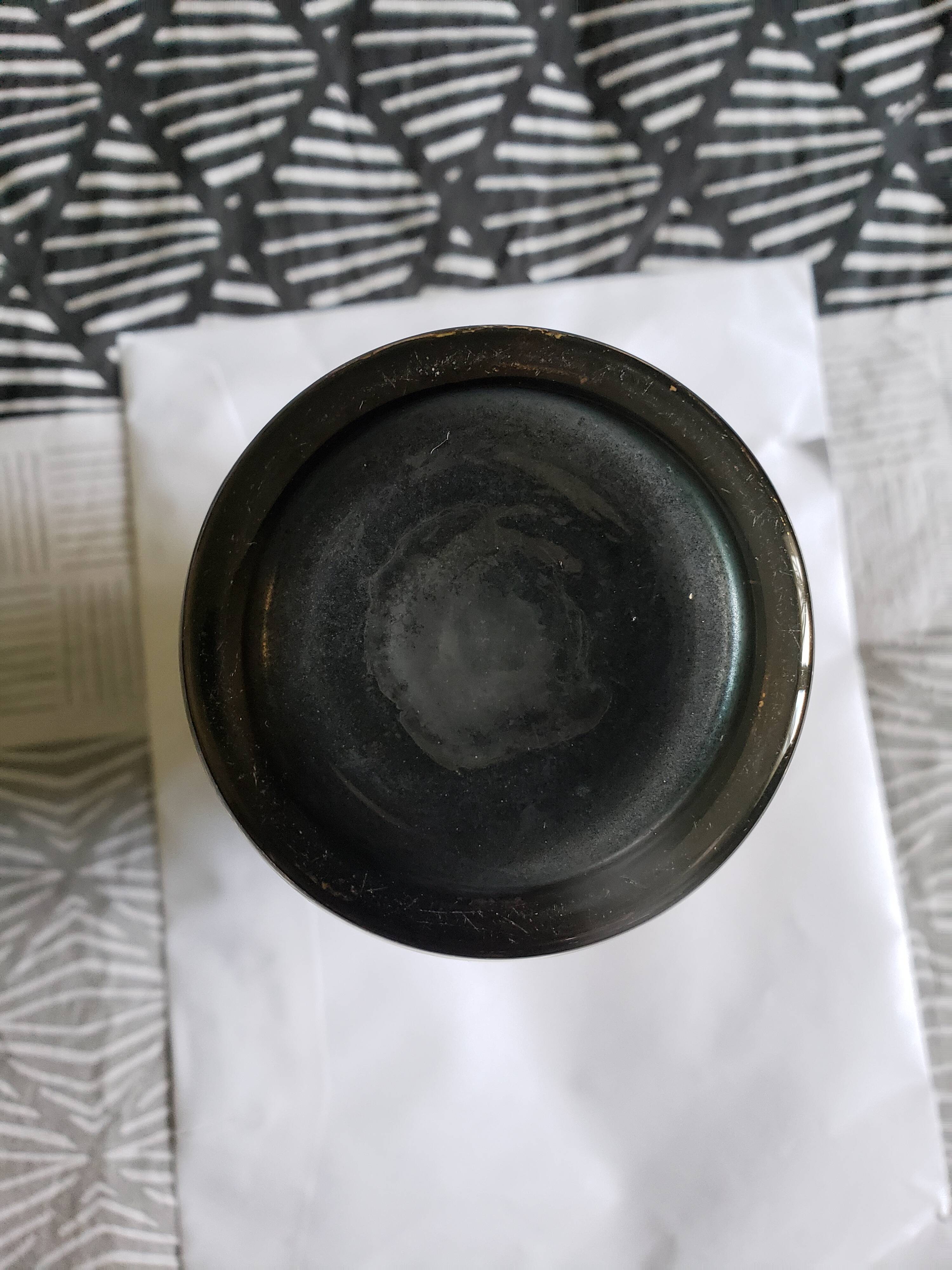 VASE,art deco,gazelle, antelope, scalloped glass,black and gold