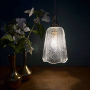 Vintage art deco frosted glass tulip pendant light