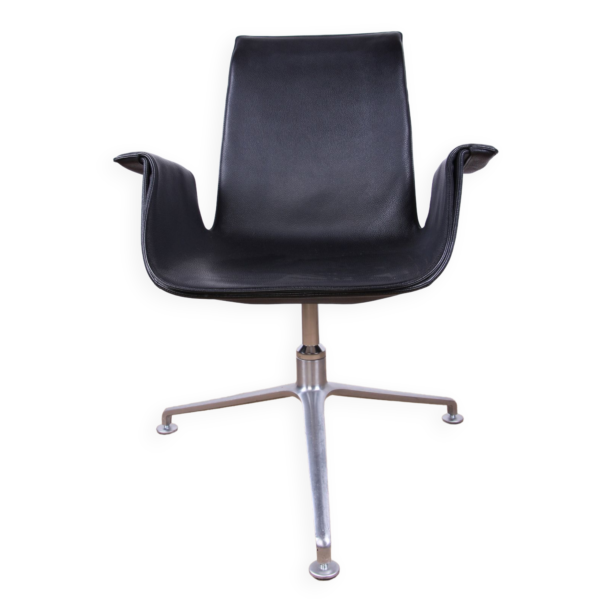 Danish armchair in Leather and Chrome Steel, model FK 6725 or "Tulip chair" by Preben Fabricius.