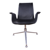 Danish armchair in Leather and Chrome Steel, model FK 6725 or "Tulip chair" by Preben Fabricius.