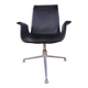Fauteuil Danois en Cuir et Acier chromé, modèle FK 6725 ou « Tulip chair » par Preben Fabricius .