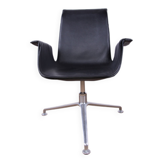 Danish armchair in Leather and Chrome Steel, model FK 6725 or "Tulip chair" by Preben Fabricius.