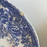 7 flat plates english pattern blue peasant scene vintage