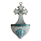 Ancient bronze and cloisonné enamel holy water font
