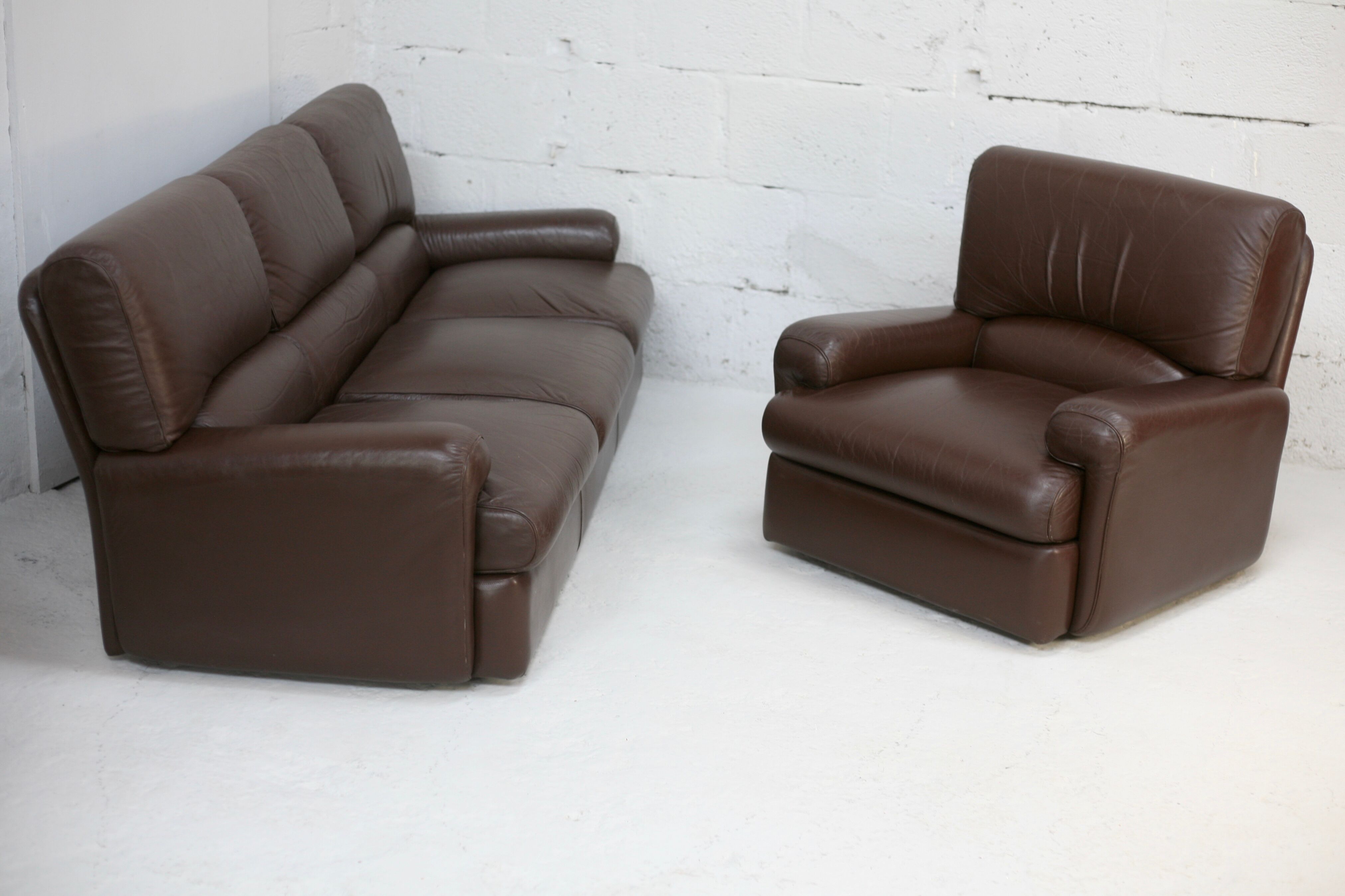 3-seater sofa and leather armchair, Steiner, France, circa 1970