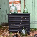 Renovated vintage black chest of drawers