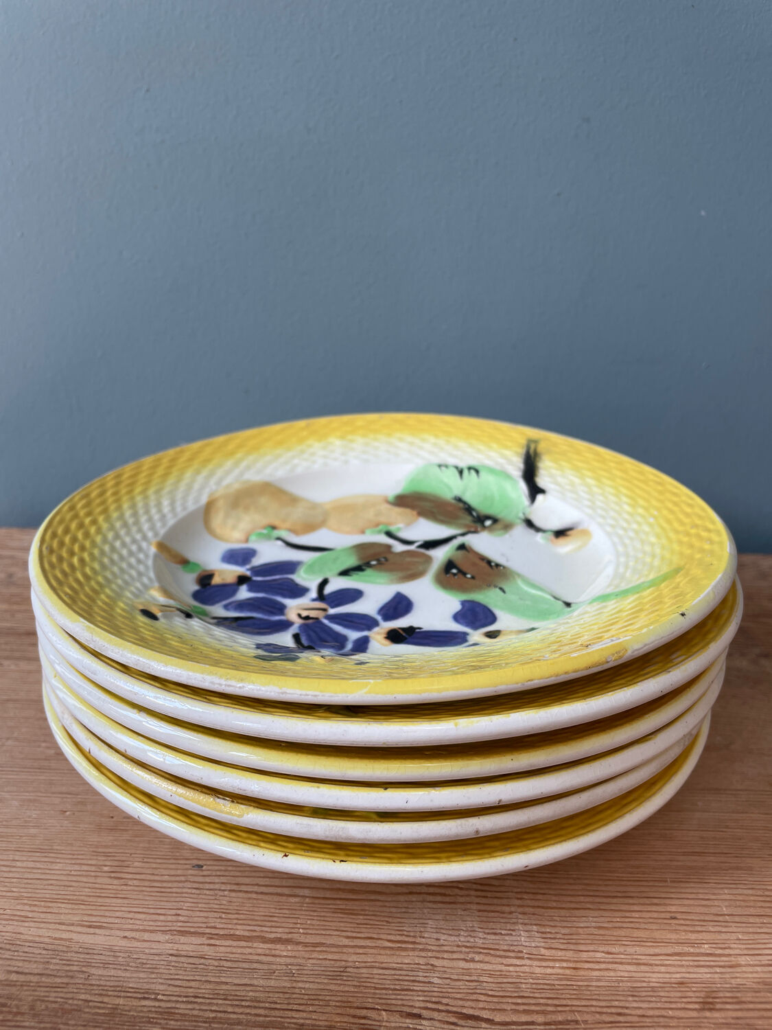 6 plates earthenware slips Moulin des Loups