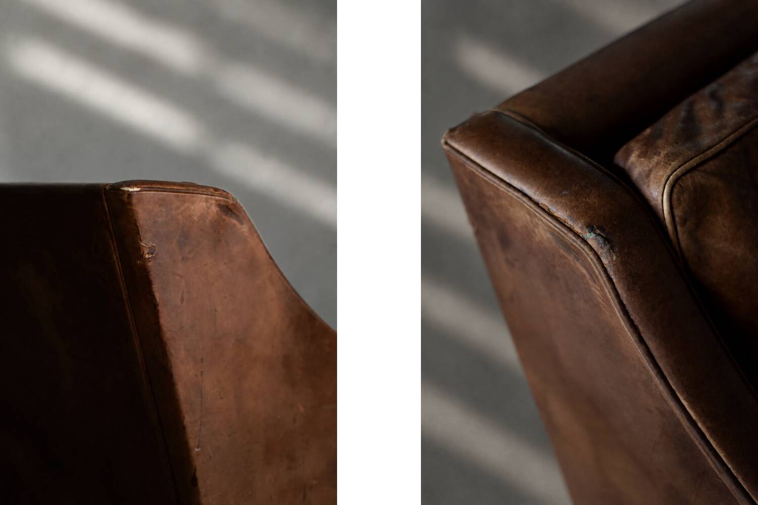 Vintage Mid-Century Danish Modern Lounge Leather Chair & Ottoman Model 2207