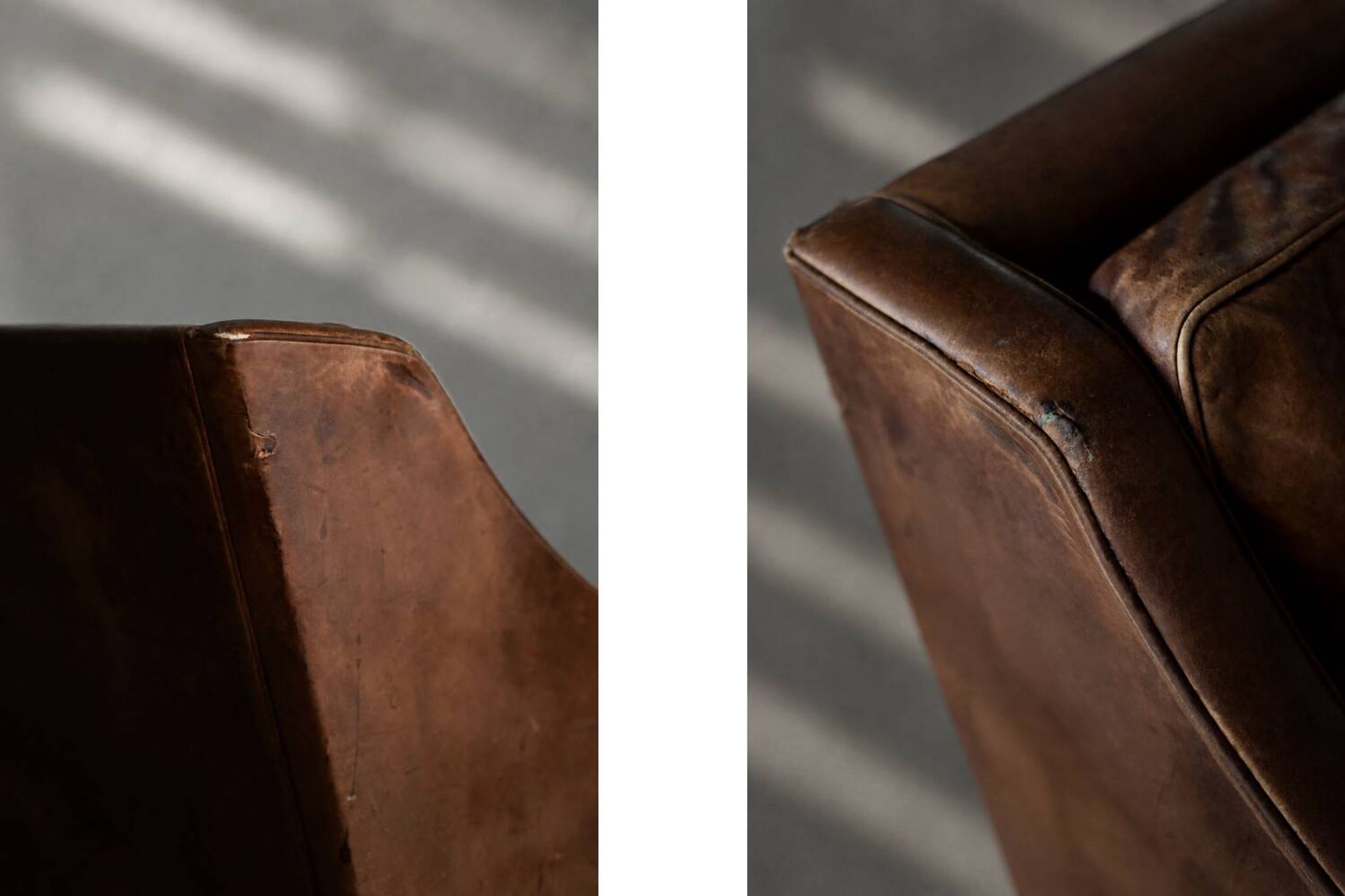 Vintage Mid-Century Danish Modern Lounge Leather Chair & Ottoman Model 2207