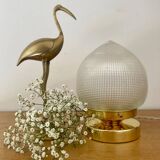 Lampe à poser globe vintage en verre holophane