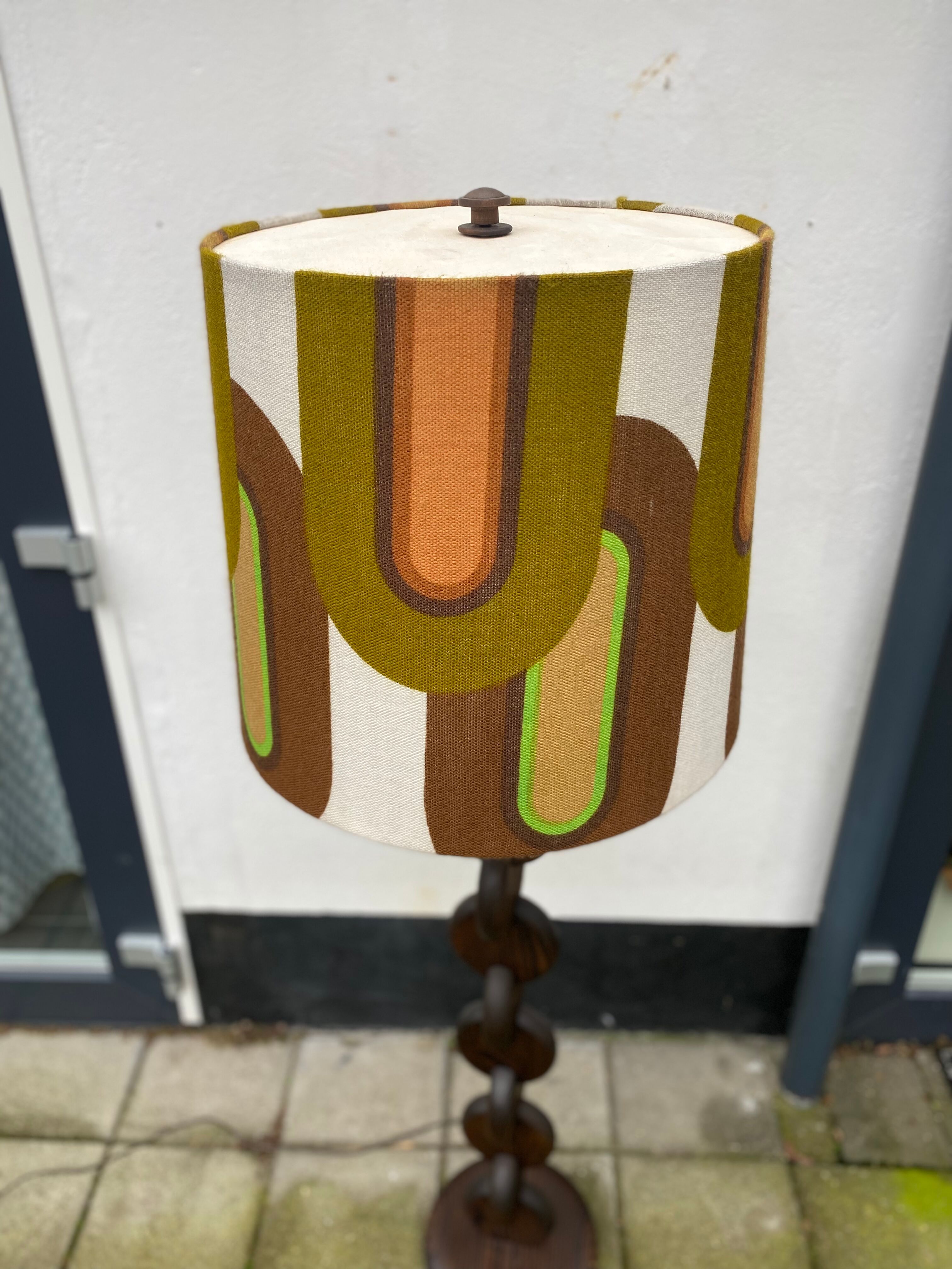 Brutalist Carved Wood Floor Lamp